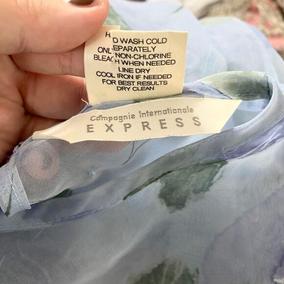 Vintage Whimsygoth Light Blue Sheer Mesh Rose Floral Maxi Dress S - Picture 8 of 8